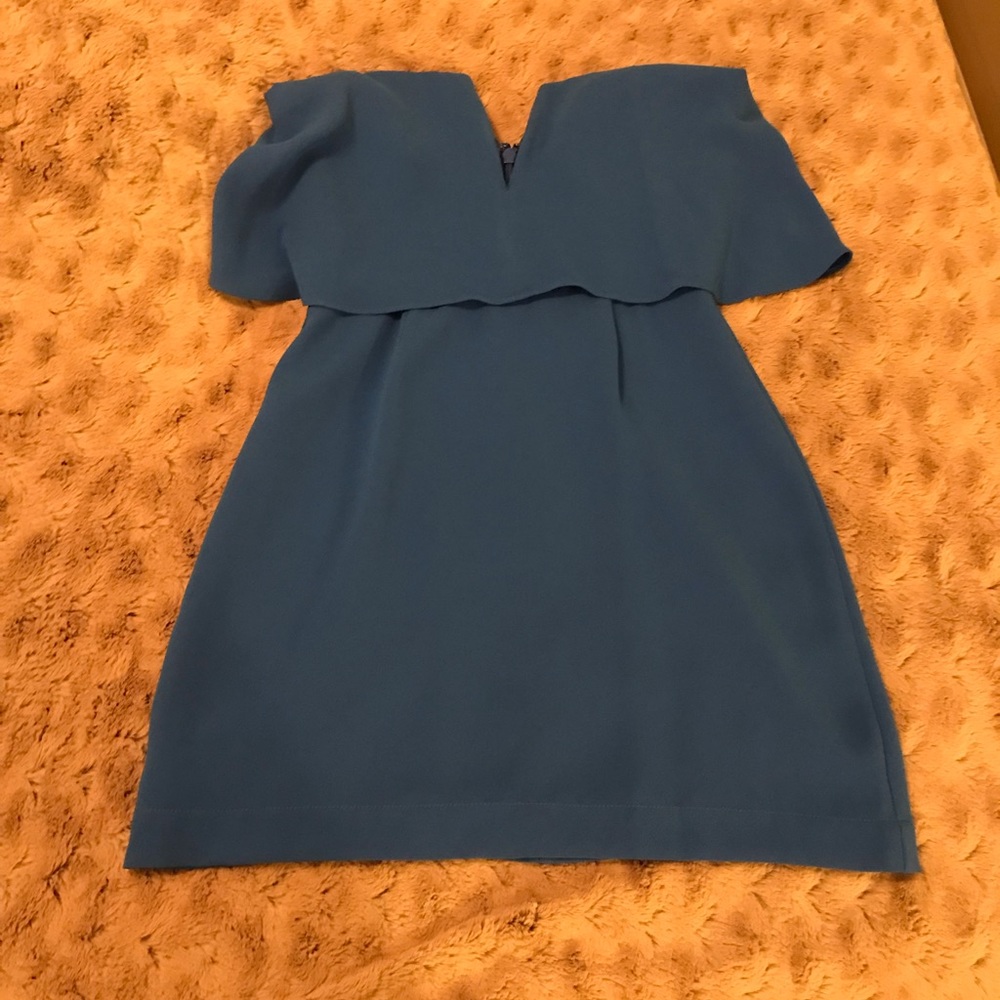 NWT BCBGMaxAzria Teal Strapless Off-Shoulder Dress